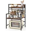 KOMFOTTEU Mensola Microonde 52 x 42 x 78 cm, Supporto Microonde con Piedini Regolabili e 2 Kit Antiribaltamento, Scaffale Salvaspazio da Cucina per Pentole, Padelle, Piatti e Ciotole, Marrone