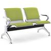 FBasic Panca 2 posti acciaio 125x71x78H argento per sala d'attesa | Con cuscino per sedile e schienale PISTACCHIO | Panchina con braccioli