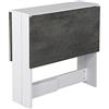 HUOLE Tavolo da Pranzo Pieghevole, Materiale Melaminico, Design Moderno Legno, Richiudibile, per 4-6 Persone (103 * 76 * 73,4 cm (bianco + cemento)
