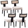 chairus 4 PZ Sedie Cucina in Lino con Schienale in Rattan, Nero
