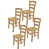 t m c s Tommychairs - Set 4 sedie modello Venice per cucina bar e sala da pranzo, robusta struttura in legno di faggio color rovere e seduta in paglia
