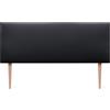 DHOME Testiera in ecosottile o tessuto Aqualine liscia, lussuosa (ecosottile, nero, 160x105 cm con gambe, per letto 150/160 cm)