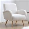 Ya-Home Poltrona Imbottita Sedia da Salotto Poltroncina Moderna in Pelliccia Poltrone Salotti con Gambe in Legno Sedie Imbottita per Camera da Letto/Soggiorno, Bianca