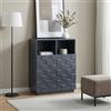 [en.casa] Comò Alto con 2 Ante Decorative 3D Credenza Mobile Contenitore con 2 Ripiani Aperti e 4 Vani Chiusi Armadio per Soggiorno Sala da Pranzo Ingresso 86 x 64 x 36 cm - Grigio Scuro