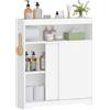 Hzuaneri Mobile Bagno, mobiletto bagno salvaspazio con Portarotoli di Carta Igienica e Ganci, Ante Scorrevole, Ripiano Regolabile, Accanto al Water, 20 x 80 x 90 cm, Bianco BC63813X