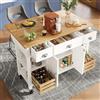 KUAKE Carrello da cucina, a isola della cucina, armadio a buffet, carrello da pranzo con piano di lavoro, pieghevole, con ruote, portabottiglie di vino e telaio estraibile (bianco, B, 120 x 45 x 90 cm)