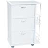 Liberoshopping Mobiletto da cucina dotato di ruote con ante a ribalta portabottiglie laterale e piano in mattonelle (Laccato Bianco)