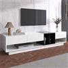 Moimhear Casa & Residenziale, Mobili, Mobile TV, pannello basso, combinazione lucida in bianco e nero. Design a blocco del colore, cassetti, scomparti e diversi spazi di archiviazione. (bianco)