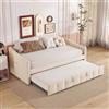 RXMORI Divano letto estraibile 90/180x200 cm, divano letto, letto imbottito 3 in 1, letto singolo/matrimoniale con rete a doghe, divano letto estraibile multifunzionale, senza materasso, beige (crema