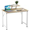 Rcynview Scrivania Ufficio con Supporto per Monitor Staccabile, Scrivania Gaming Computer in Metallo e Fibra di Carbonio, 80x40x74cm Tavolo da Lavoro, Scrivanie pc per Cameretta Ufficio Casa, Beige Desk