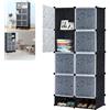 Suusolny Armadio fai da te, sistema di scaffalatura per armadio, impermeabile, resistente alla polvere, nero, 8 scatole con porta+2 scatole per scarpe