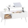 WOLTU Tavolino da Caffè Sollevabile e Allungabile, Tavolo con Spazio Interno e Scomparto Aperto, Tavolino da Salotto per Soggiorno, 100x50x(43-57) cm, Bianco, BTS26ws