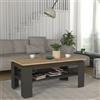 [en.casa] Tavolino Centrale da Salotto a Piano Rettangolare Tavolo da Caffè con Ripiano Scomparto Vano Aperto per Soggiorno 110x60x47 cm - Antracite/Effetto Rovere Zaffiro