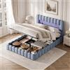 JOROBURO Telaio letto galleggiante Queen Size, 180 x 200 cm, telaio letto con piattaforma sollevabile in velluto con ricarica USB e luci a LED, supporto a doghe in legno, senza bisogno di rete