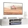 HOMCOM Mobiletto da parete per TV a parete, stile contemporaneo, 2 armadi, 2 passacavi e 2 nicchie centrali, 140 x 30 x 30 cm, colore: bianco