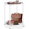 tectake® Tavolino Salotto 45,5 x 45,5 x 53 cm, Tavolino da salotto Tondo Basso, Mobile Soggiorno, Ripiano a Vassoio, Mobiletto Salvaspazio Divano, Camera, Ufficio, Soggiorno, Design Rustico - Bianco