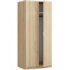 Bricozone Armadio Guardaroba 2 Ante Battenti Salvaspazio Con Asta Appendiabiti E Ripiano Interno Struttura In Melaminico Finitura Rovere 81x52x180 Cm (Rovere chiaro)