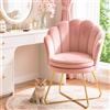 Hellove Sedia Trucco, Poltrona Conchiglia in Velluto con Placcato Oro Metallo Gambe, Moderno Poltrona Salotto con Seduta Morbida Imbottita per Camera da letto/Soggiorno/Vanità, Rosa Corallo