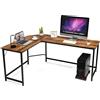 COSTWAY Scrivania Angolare Salvaspazio, Scrivania Porta PC a Forma di L con Porta CPU, Scrivania ad Angolo in Legno e Ferro per Studio e Ufficio, Portata 100 kg, 168 x 125 x 74 cm (Caffè)
