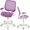 COSTWAY Sedia da Scrivania per Bambini, Sedia Girevole per Computer con Altezza Regolabile, Ruote con Freno, Braccioli Morbidi, Mobile Ergonomica per Bambini 6-15 Anni (Viola, Rullo di Pressione)