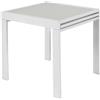 milani home - tavolo da pranzo allungabile 90-180 x 90 x 75 cm, bianco, vetro e acciaio