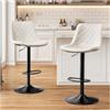 STOOLINK Sgabello da Cucina Set di 2 Sgabello da Bar Cuoio in Microfibra, Sedia da Cucina Regolabile in Altezza, Sedia Bar Girevole a 360°, Sgabelli Bar con Poggiapiedi-Bianco