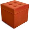 MG Design Pouf contenitore imbottito 45 × 45 cm Arancione - capacità ca. 50 L, fino a 300 kg, superficie morbida con leggero riflesso, struttura in legno massiccio, già montato e facile da pulire