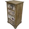 Ferrucci Comodino legno marrone sfumato, cassettiera 4 cassetti stile shabby, per camera bagno - Misure: 76 x 40 x 35 cm (HxLxP) - Art. TIZIANO40