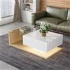 Merax Tavolino da salotto a LED con cassetti, lucido, con vano portaoggetti, moderno caffè, 105 l x 55 l x 32,5 H cm, colore legno