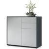 Vladon Madia Ben, mobile con 2 ante e 2 cassetti, nero opaco/grigio chiaro satinato (79 x 74 x 36 cm)