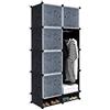 FIVMEN Armadio Nero Guardaroba Scaffale Componibile con 8 Cubi DIY Armadietto Modulare in Plastica con Scaffalatura, 70 cm di Larghezza