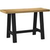 BARULUOAKLIFE Scrivania NOAIN in Legno Massello di Pino con Gambe a Forma di A 120x50x75 cm, Piano Naturale e Gambe Nere, Design Rustico e Pratico per Ufficio e Casa, Materiale Durevole