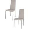 t m c s Tommychairs - Set 2 sedie modello Sophie Lux per cucina bar e sala da pranzo, robusta struttura in acciaio imbottita e rivestita in finta pelle colore grigio chiaro