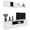 Bricozone Parete Attrezzata Soggiorno Moderna Con Mobile Base 4 Ante Pensile 2 Ante E Mensola Colore Bianco Design Contemporaneo Salvaspazio In Legno Melaminico 200x41x46 Cm