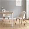 [en.casa] Set di 2 Sedie da Sala Pranzo Poltroncine per Salotto Cucina Coppia di Sedie Imbottite Rivestimento in Tessuto Effetto Velluto 77 x 50 x 55 cm - Beige/Effetto Legno