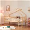 [en.casa] Letto a Casetta per Bambini Rialzato in Legno di Pino - Cameretta con Sbarre e Scaletta Integrata - Zona di Riposo 90x200 cm Color Naturale