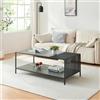 [en.casa] Tavolino Centrale da Salotto con Struttura in Acciaio Tavolo Basso da Design Tavolino da caffè 120x60x45 cm Nero/Effetto Cemento