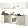 AKORD | Set di Mobili da Cucina Olivia 3m | Cucina Completa Piccola | Componibile | su Misura 46 x 180 x 174 cm | Per un design moderno e Tradizionale | Bianco & Cemento Frontale