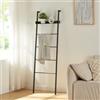 [en.casa] Scaffale da Terra a Forma di Scaletta con Pioli e Ripiano con Bordi Rialzati Porta Asciugamani Portasalviette da Appoggio a Muro 160 x 50 x 27,5 cm in Acciaio - Nero