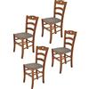 t m c s Tommychairs - Set 4 sedie modello Cuore per cucina bar e sala da pranzo, robusta struttura in Legno di faggio color noce chiaro e seduta rivestita in tessuto colore capriolo