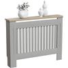 Vida Designs Arlington Copertura del radiatore Olive Grey - Medio - Stile Shaker moderno con doghe verticali per circolazione del calore - H83.3xW111xD19cm - MDF verniciato con ripiano in legno