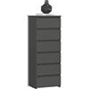 AKORD | Cassettiera a 6 Cassetti | Credenza Alta | Moderna Mobiletto per Soggiorno Sala da Pranzo Camera da Letto Corridoio Bagno | Armadio Cameretta | 35x40x109 cm | Grigio Grafite