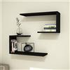 [en.casa] Set di 2 Mensole da Muro (AxLxP) 27 x 60 x 20 cm 2 Consolli Pensili Portaoggetti Libreria - Nero