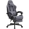 Dowinx Sedia Gaming, Sedia da Ufficio in Tessuto con Cuscino a Molle, Sedia Gamer Regolabile in Tessuto con Supporto per Testa, Sedia Ergonomica da Ufficio con Poggiapiedi, Gris