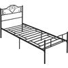 HOMCOM Struttura per Letto Singolo in Acciaio 95x211x106cm, Rete a Doghe Integrate, Testiera e Pediera, Spazio Inferiore per Contenitori, Nero
