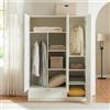 [en.casa] Armadio Guardaroba per Camera da Letto Armadio Chiuso con Ante a Persiana Scomparti Cassetto Aste Appendiabiti 176 x 120 x 52 cm MDF - Bianco