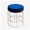 Leone Living - Pouf velluto blu cobalto e metallo dorato - sgabello colorato - poggiapiedi velluto di alta qualità - Pronta consegna