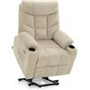 MCombo M Poltrona TV con aiuto per alzarsi elettrico, poltrona con aiuto per alzarsi, poltrona TV con funzione reclinabile fino a 140°, con USB 7286 (Tessuto, Beige)