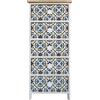 Rebecca Mobili Cassettiera Salvaspazio, Mobile Bagno 5 Cassetti, Legno Chiaro Bianco Blu, Stampe Maioliche, Per Camera Soggiorno - Misure: 93 x 40 x 30 cm (HxLxP) - Art. RE6498