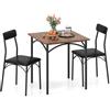 COSTWAY Set Tavolo e 2 Sedie, Tavolino e Sedie da Balcone con Schienali e Sedute Imbottiti, Gambe in Metallo, Mobili Salvaspazio per Cucina, Ristorante e Bistro